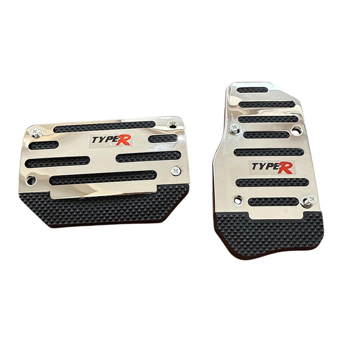 Universal Otomatik Metal Pedal Seti 2 Parça Krom Siyah