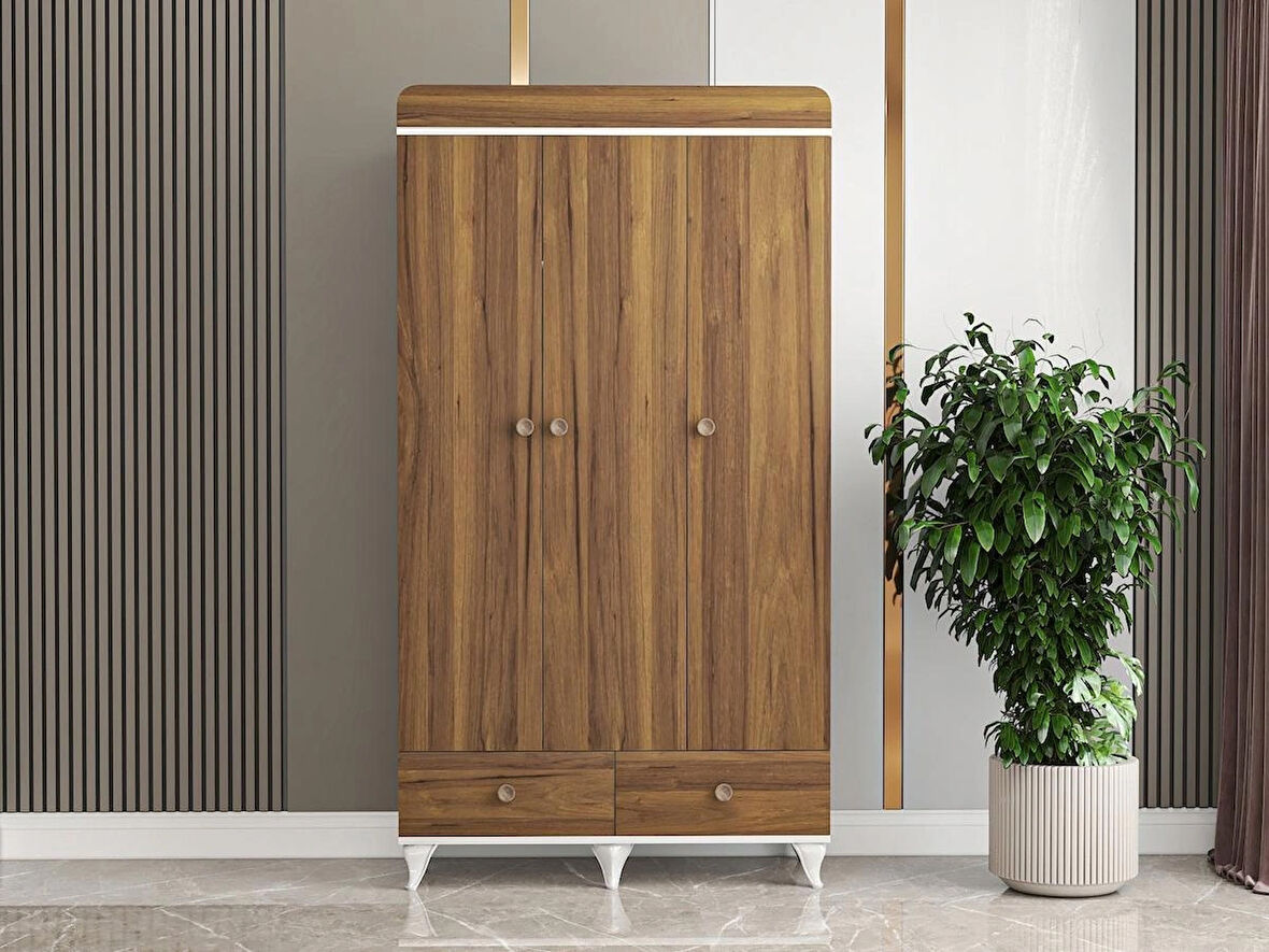 PATİKO PDLP 201 CEVİZ 3 KAPAKLI PERA DOLAP