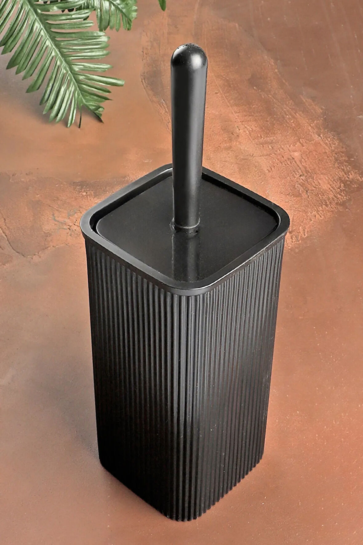 Plastik Çizgi Desenli Klozet Fırçası Wc Fırça Tuvalet Fırçası Siyah