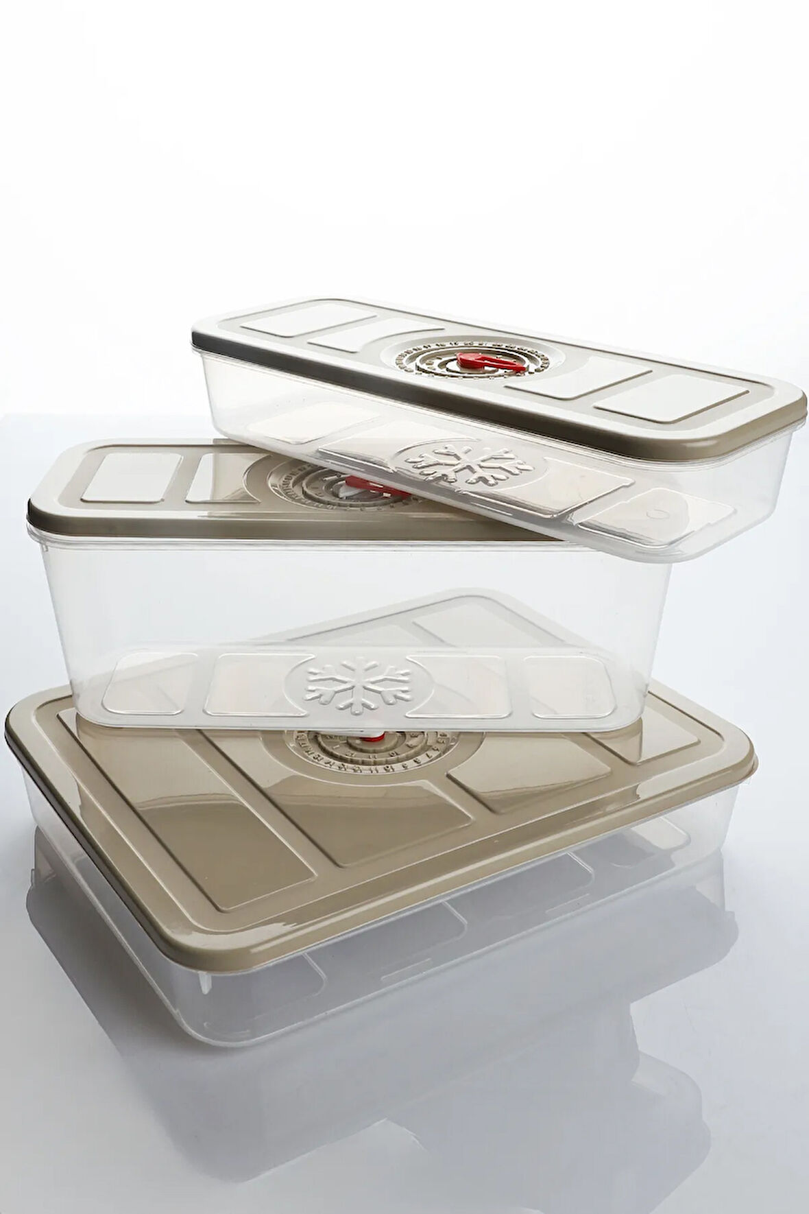 3'lü Zaman ve Tarih  Göstergeli Buzluk % Dipfriz Saklama Kabı