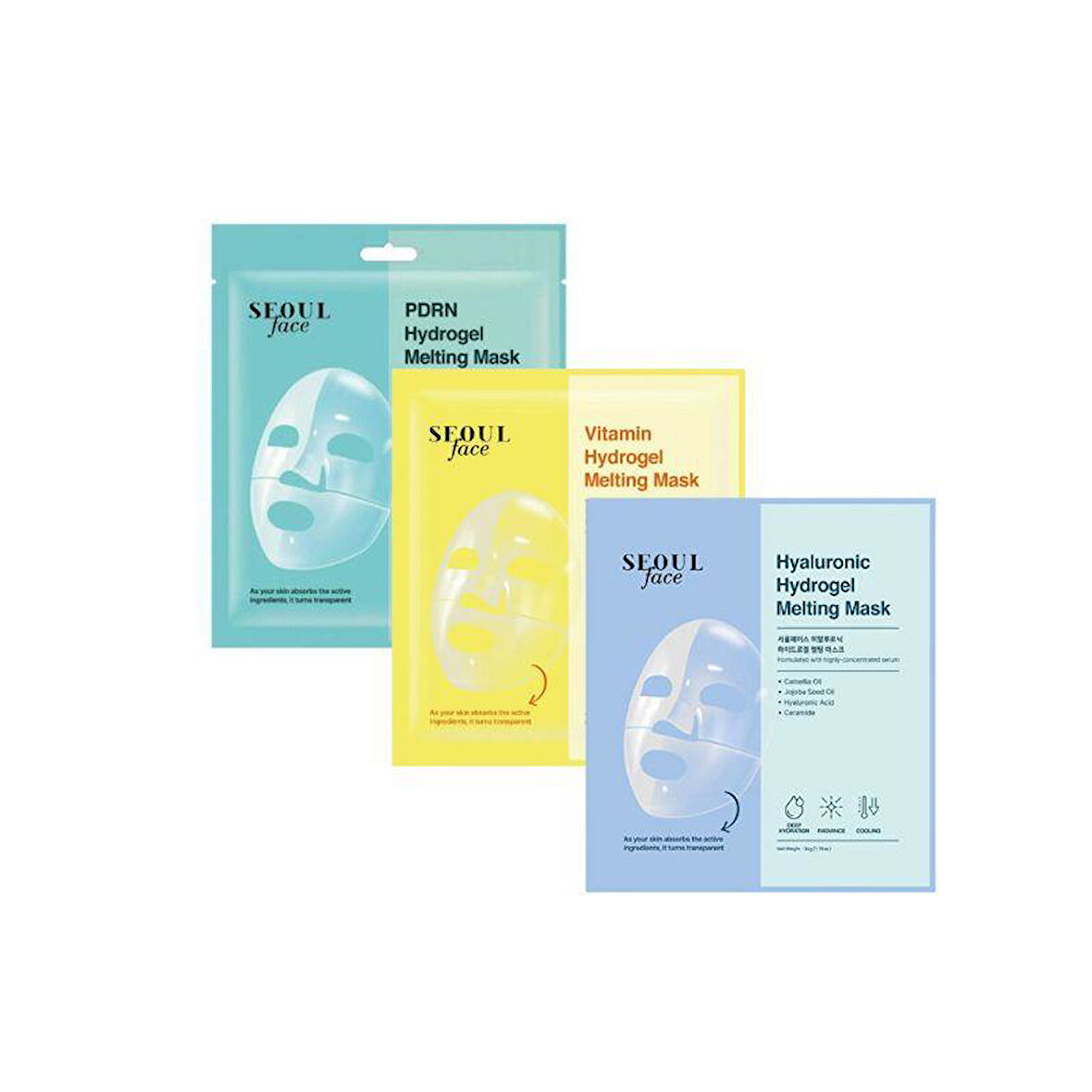 Dermal PDRN Vitamin ve Hyalüronik Eriyen Şeffaflaşan Nemlendirici Melting Yüz Maskesi Seti 34 gr.
