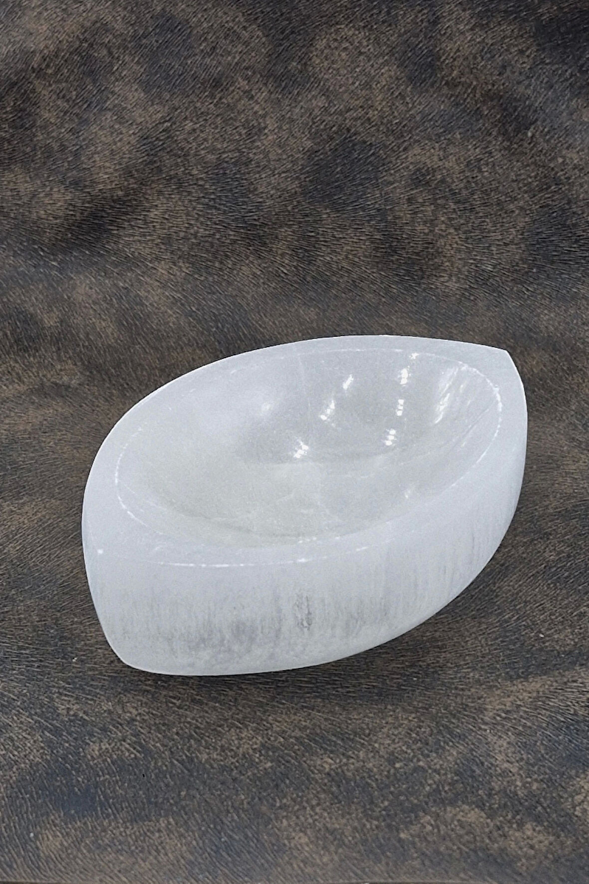 Enerji Çanağı Beyaz Selenit Oval Kase 45OV