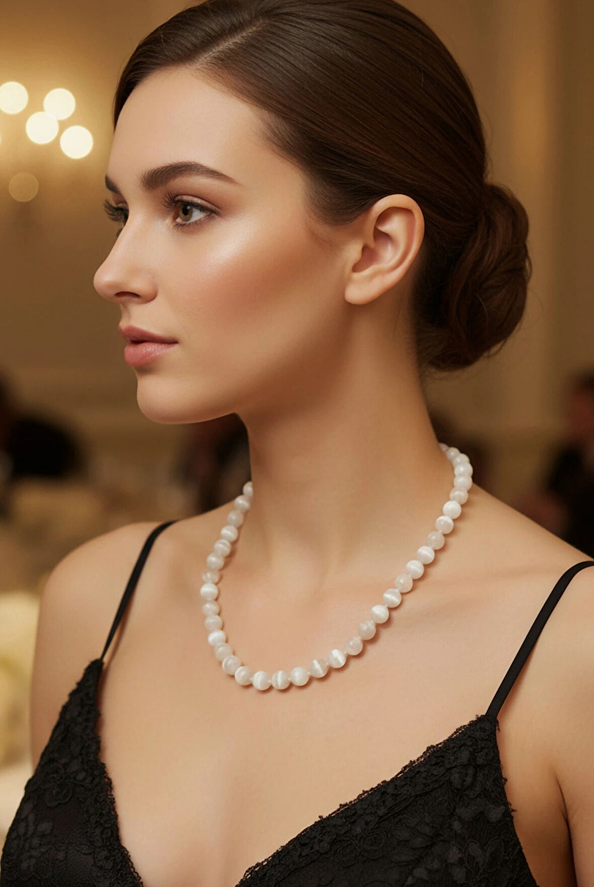 10mm Beyaz Selenit Kolye 340-2