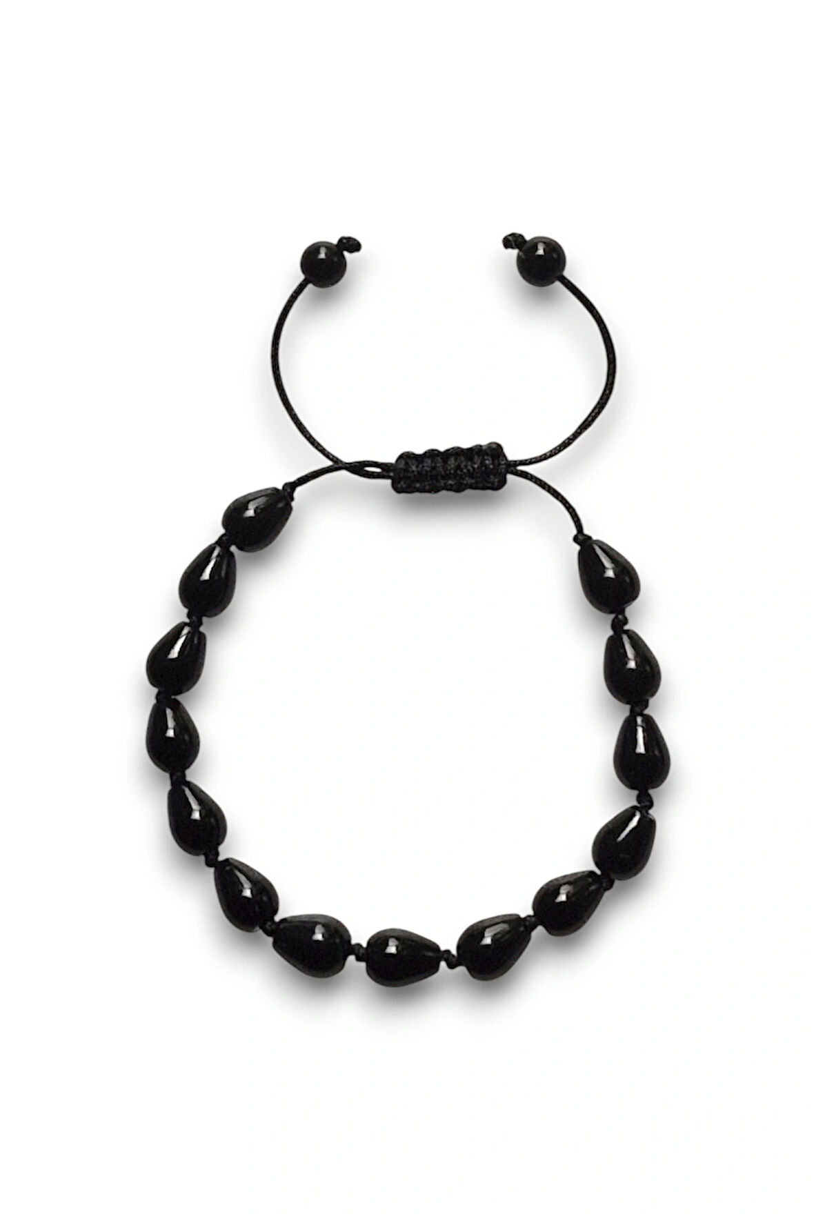 Damla Kesim Siyah Oniks Bileklik Makrome Ayarlı 316-4