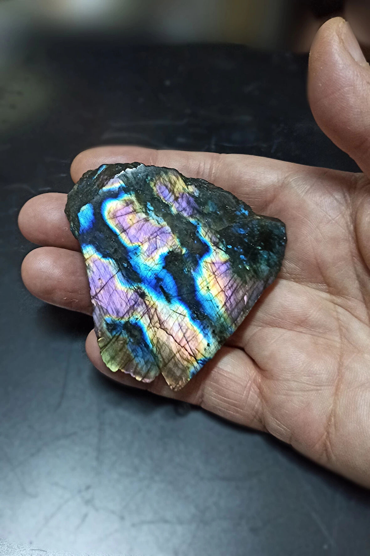 Işıltılı Labradorit Düz Kesim Doğal Parça DKL6