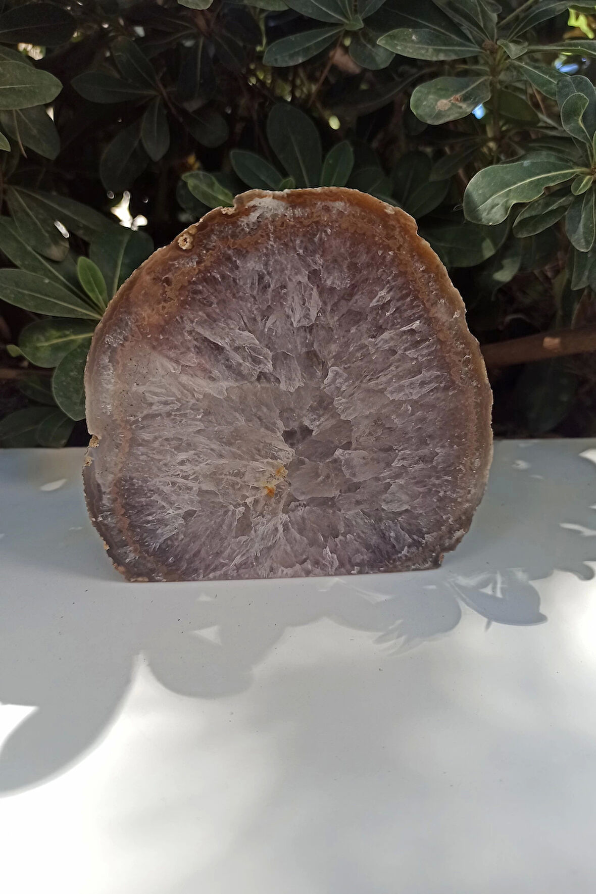 Ortası Ametist, Kuvars Kristali Dekoratif Akik Parça 32KA