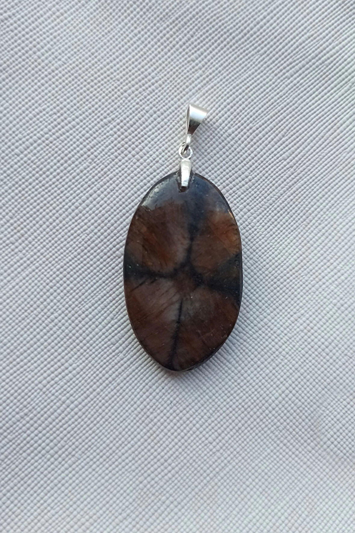 Çiyastolit (Chiastolite) Haç Taşı Kolye Ucu Gümüş Malzemeli C1-510