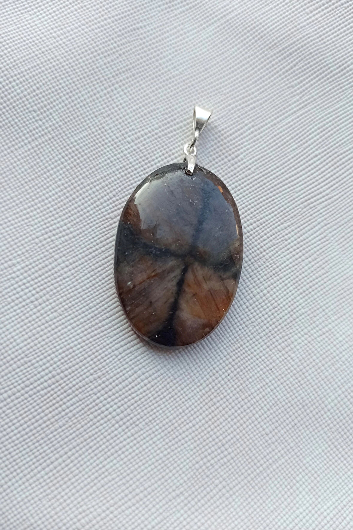 Çiyastolit (Chiastolite) Haç Taşı Kolye Ucu Gümüş Malzemeli C6-510