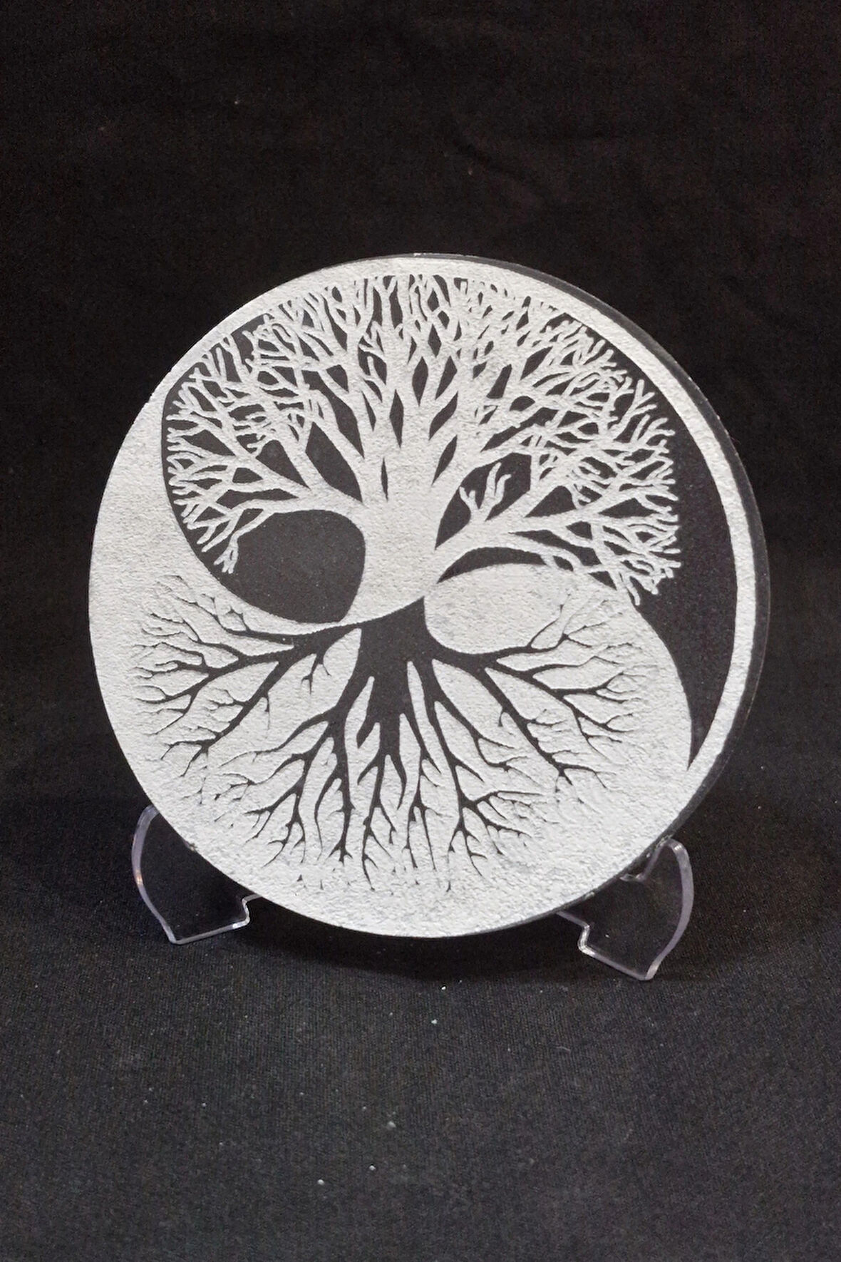 Ying Yang Hayat Ağacı Enerji Yükleyici Beyaz Selenit Plaka 58