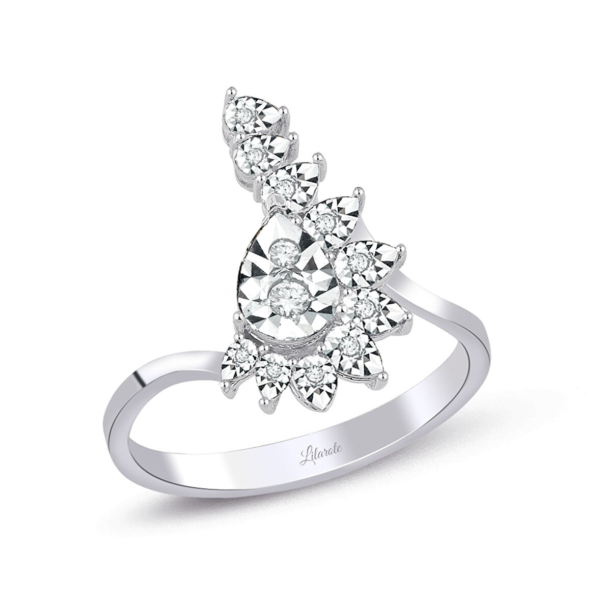 0.13 Ct. Damla Taç Modern Tasarım Pırlanta Yüzük