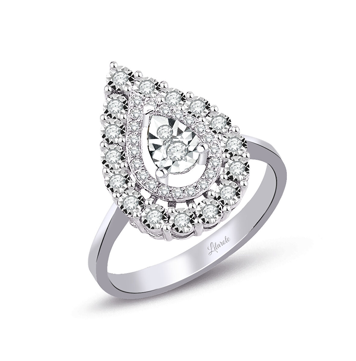 0.37 Ct. Modern Tasarım Damla Pırlanta Yüzük