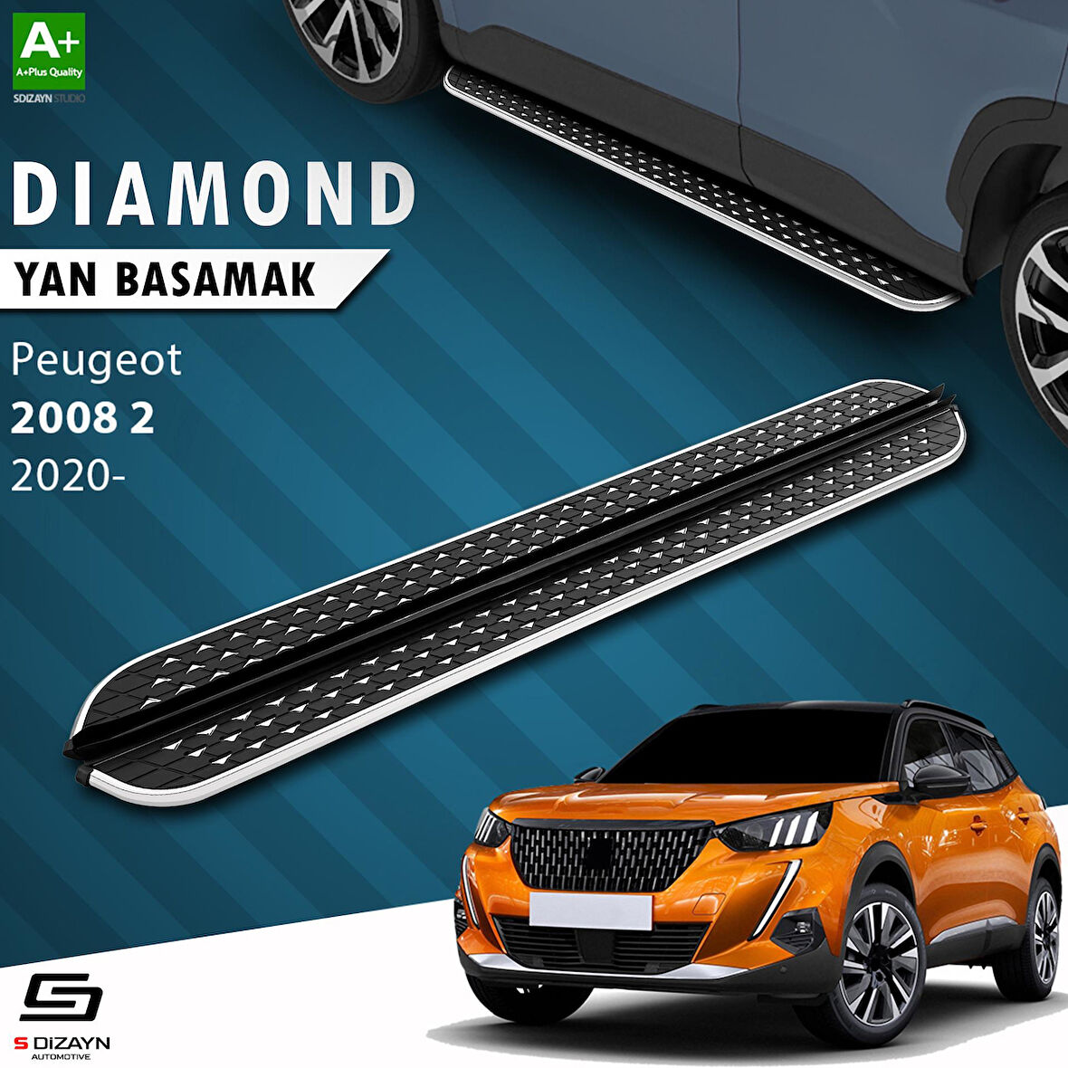 S-Dizayn Peugeot 2008 2 Diamond Krom Yan Basamak 183 Cm 2020 Üzeri A+ Kalite