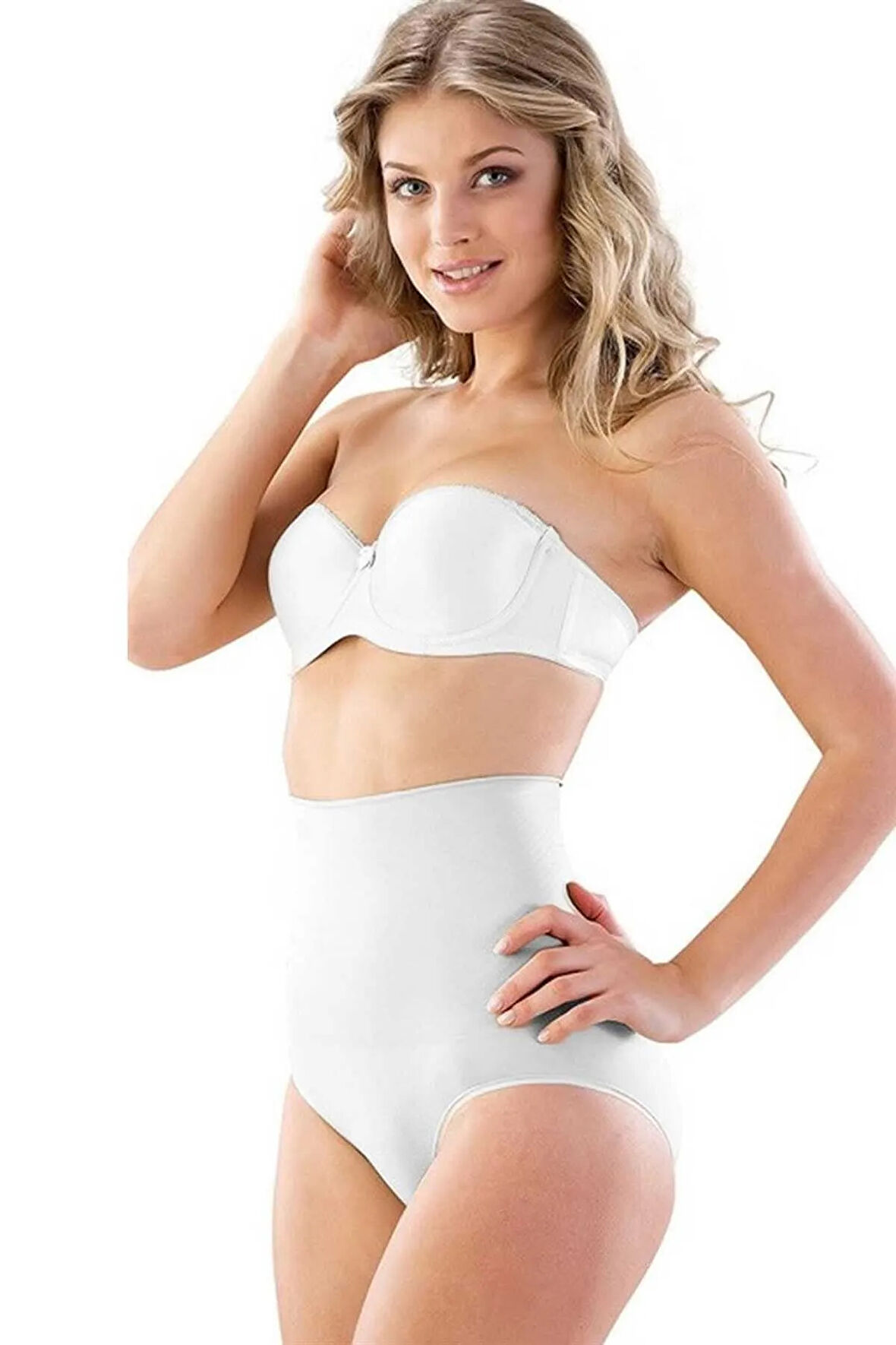 Kadın Beyaz Dikişsiz Masaj Özellikli Çift Kat Slip Korse