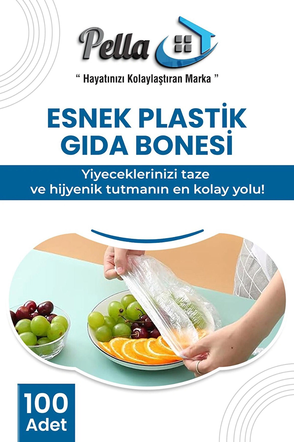 300 Adet Pratik Tazeliği Koruyan Tencere ve Tabak Bonesi | Çok Amaçlı Kapak Gıda Bonesi (3 paket:300 adet)