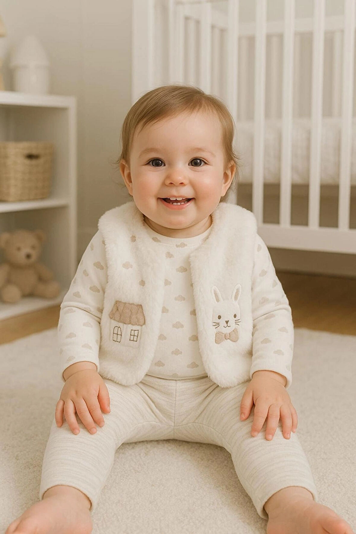 KIZ BEBEK EKSTRA YUMUŞAK PELUŞ HIRKALI LÜKS 3 LÜ SET %100 PAMUK