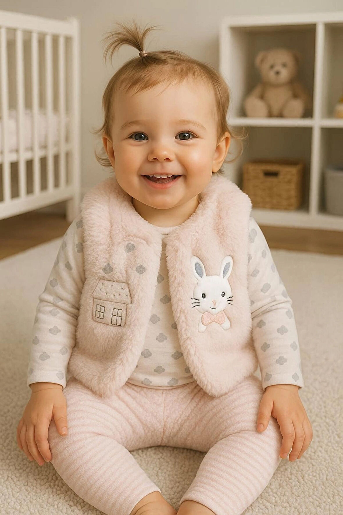 KIZ BEBEK EKSTRA YUMUŞAK PELUŞ HIRKALI LÜKS 3 LÜ SET %100 PAMUK