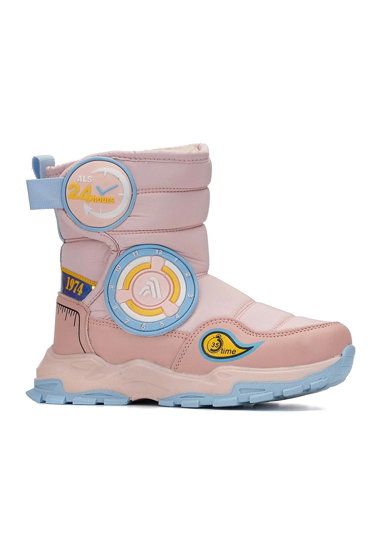 Unisex Günlük Çocuk Yüksek Kalın Kaymaz Taban Cırtlı Kürk Astarlı Soğuk Geçirmez Kar Botu  2221