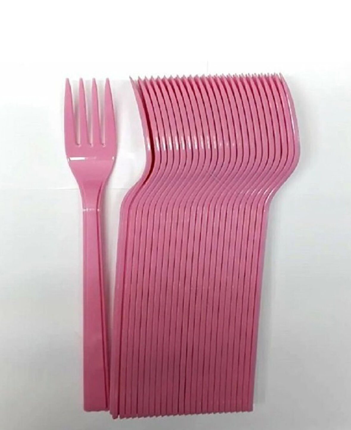 PEMBE RENK PLASTİK ÇATAL 25 ADET Sert Dayanaklı Plastik Lüks Kullan At Doğum Günü Parti Sunum Çatalı