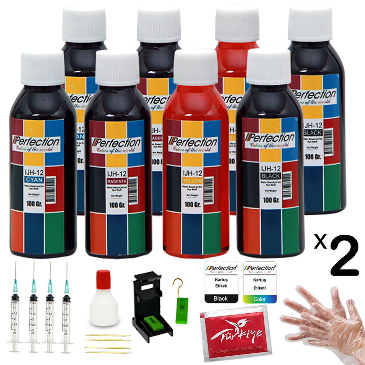 Perfection Hp Officejet 202 150 252 Yazıcı 651 Kartuş Dolum Seti Aparatlı Solüsyonlu 8x100 Ml