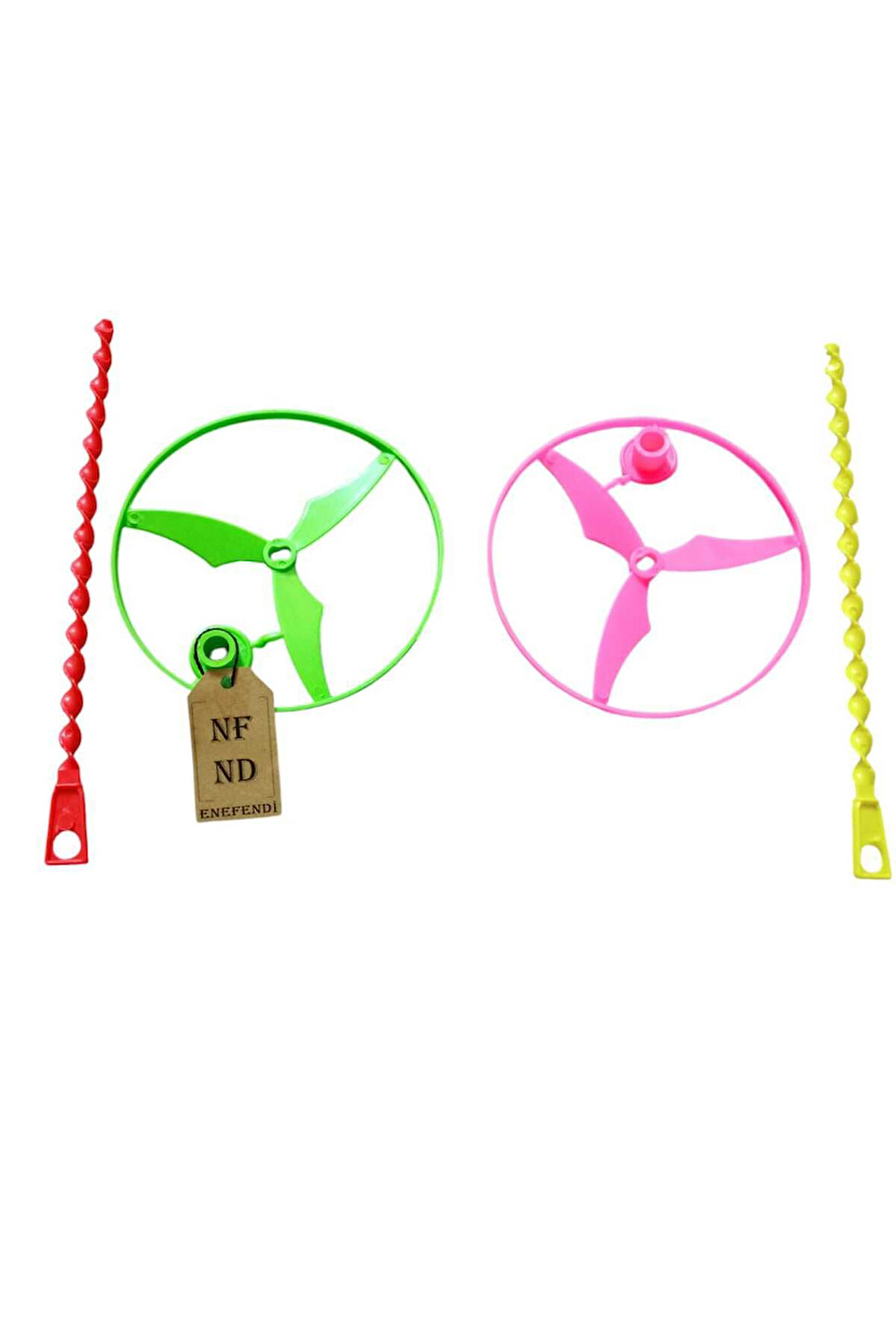 PERVANE HEDİYELİK OYUNCAK BAHÇE OYUNCAĞI NOSTALJİK FIRILDAK UFO UÇAN DAİRE 13cm 2'Lİ (PEMBE-YEŞİL)