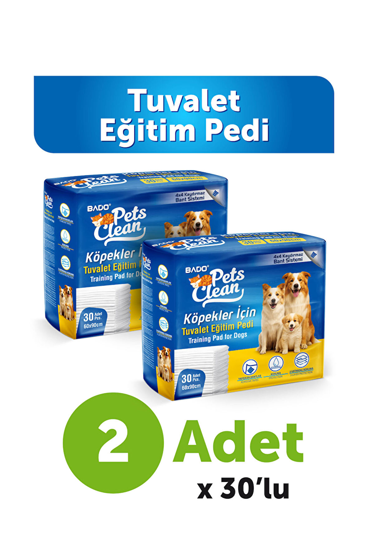 Pets Clean Eğitim(Çiş) Pedi 30lu 60*90Cm 2'li Paket