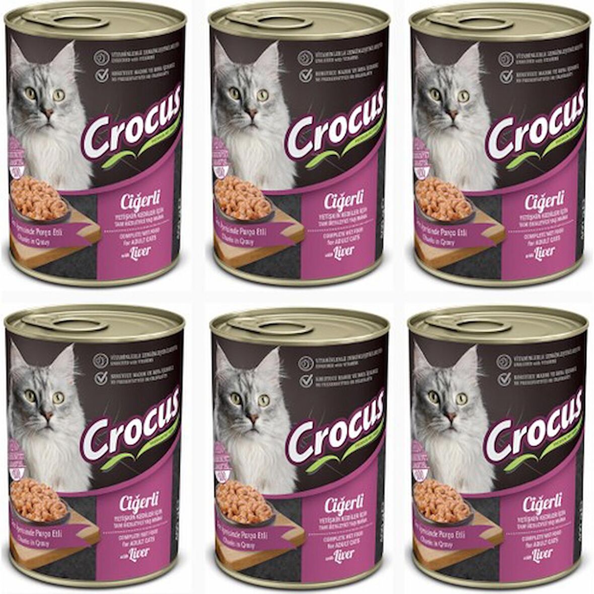 Crocus Yetişkin Kedi Ciğerli Yaş Mama 6x400g