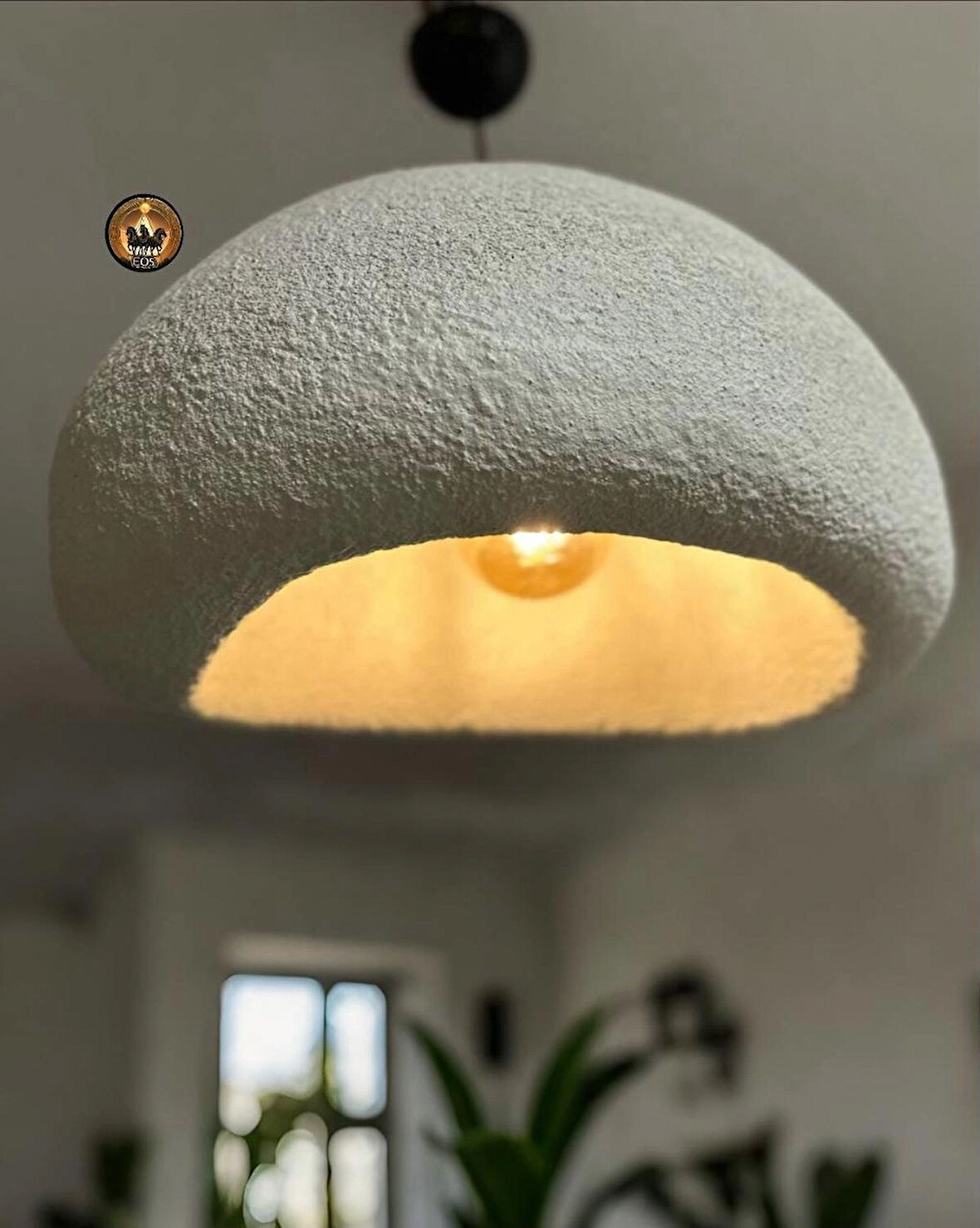 Petra Doğal Taş Efektli Modern Beton BEYAZ Avize Çap: 500MM