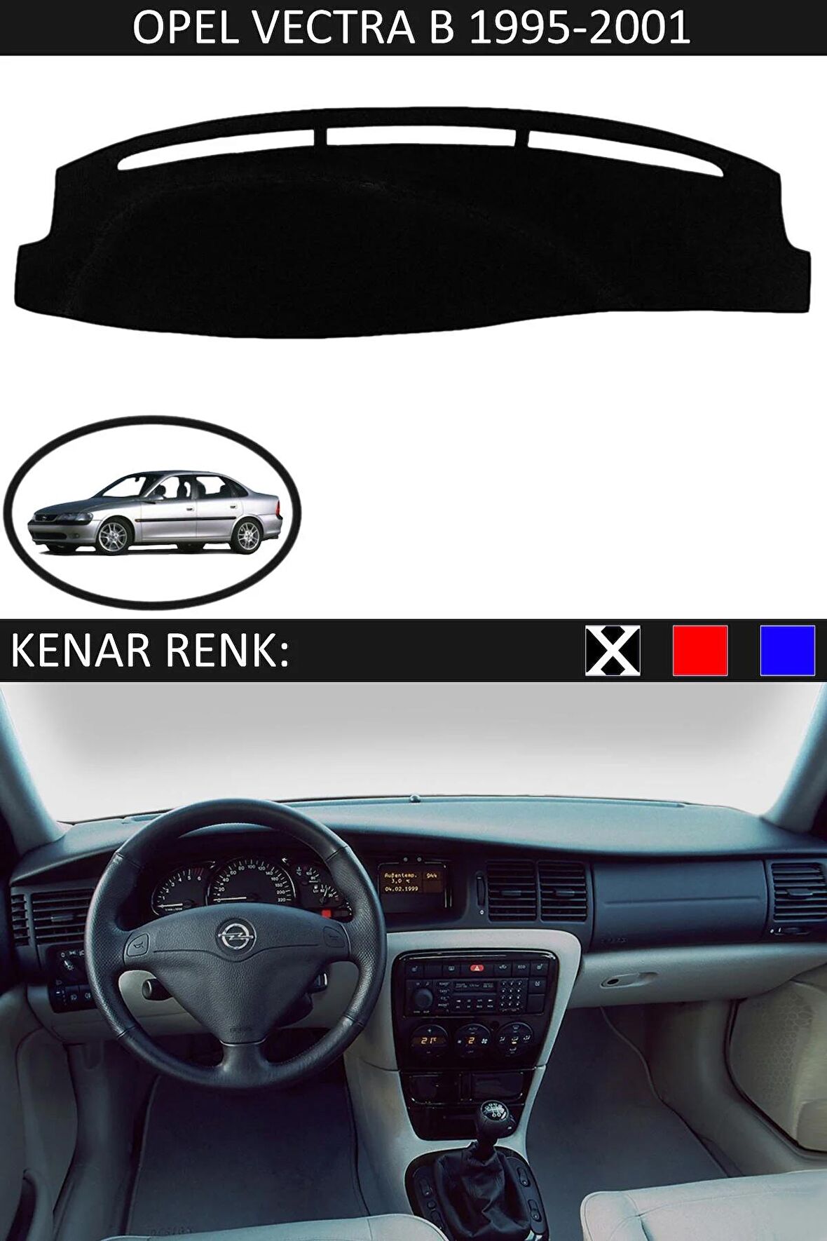 Peugeot 106 İçin Uygun Torpido Koruma Halısı Siyah Kenar Renk Siyah