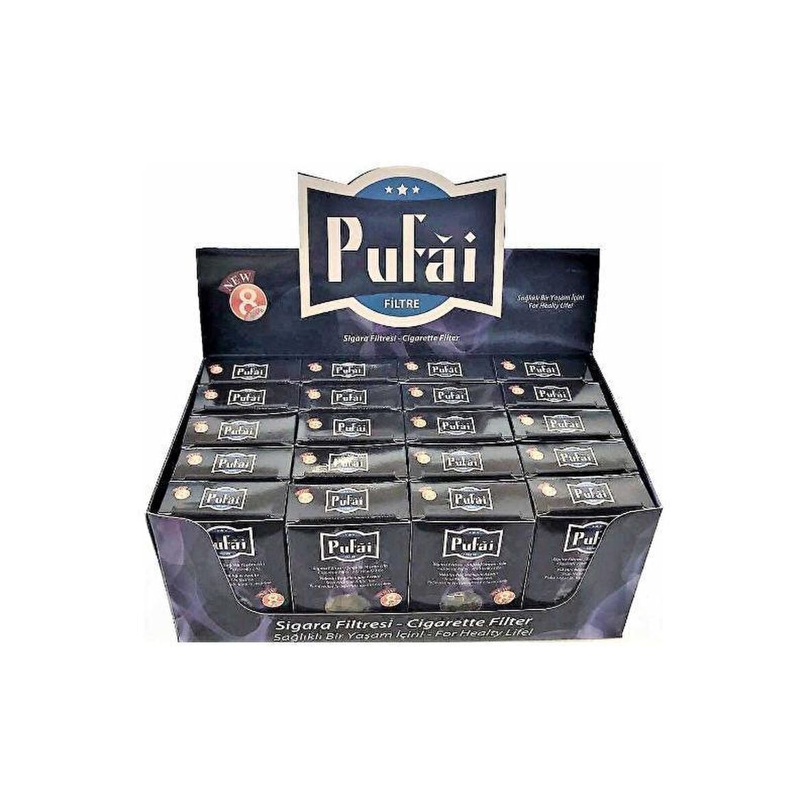 Pufai Sigara Filtresi 8 Mm Standart Boy Ağızlık 600 Adet 20 Kutu Dark