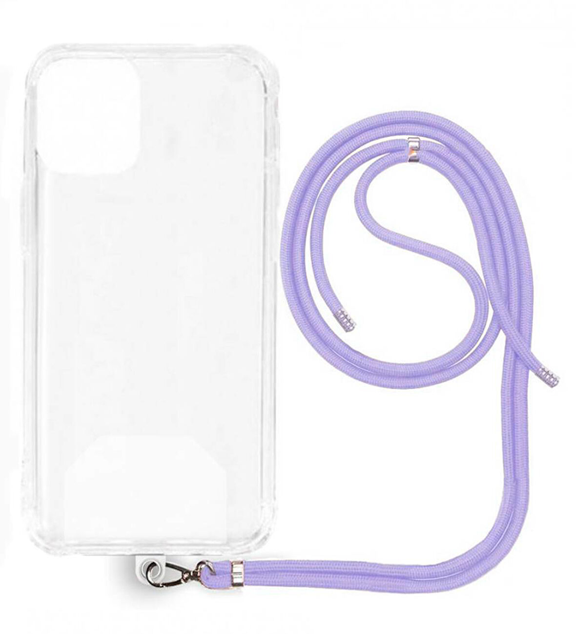 iPhone 16 İp Askılı Şeffaf Silikon Kılıf Lila