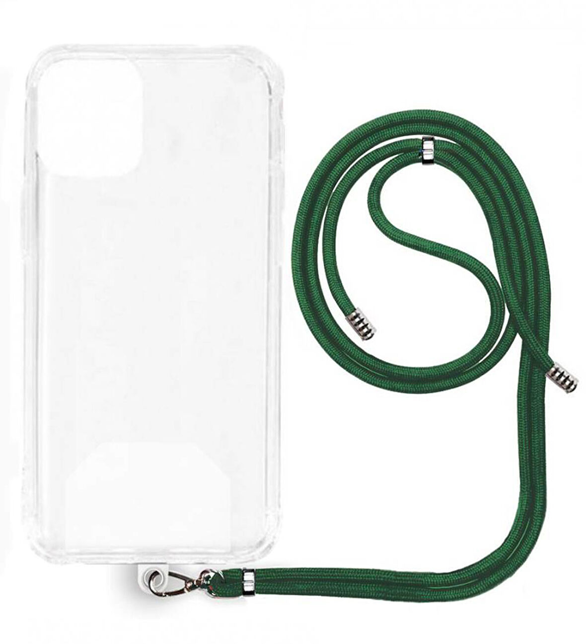 iPhone 16 Plus İp Askılı Şeffaf Silikon Kılıf Yeşil