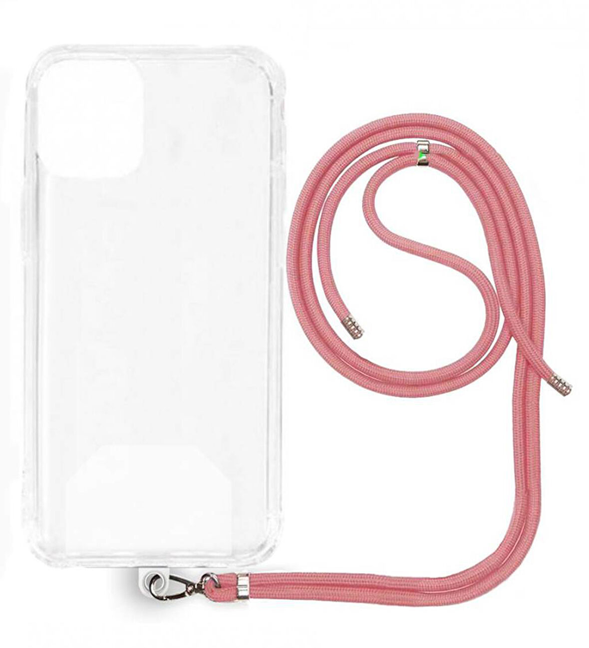 iPhone 16 Pro İp Askılı Şeffaf Silikon Kılıf Pembe