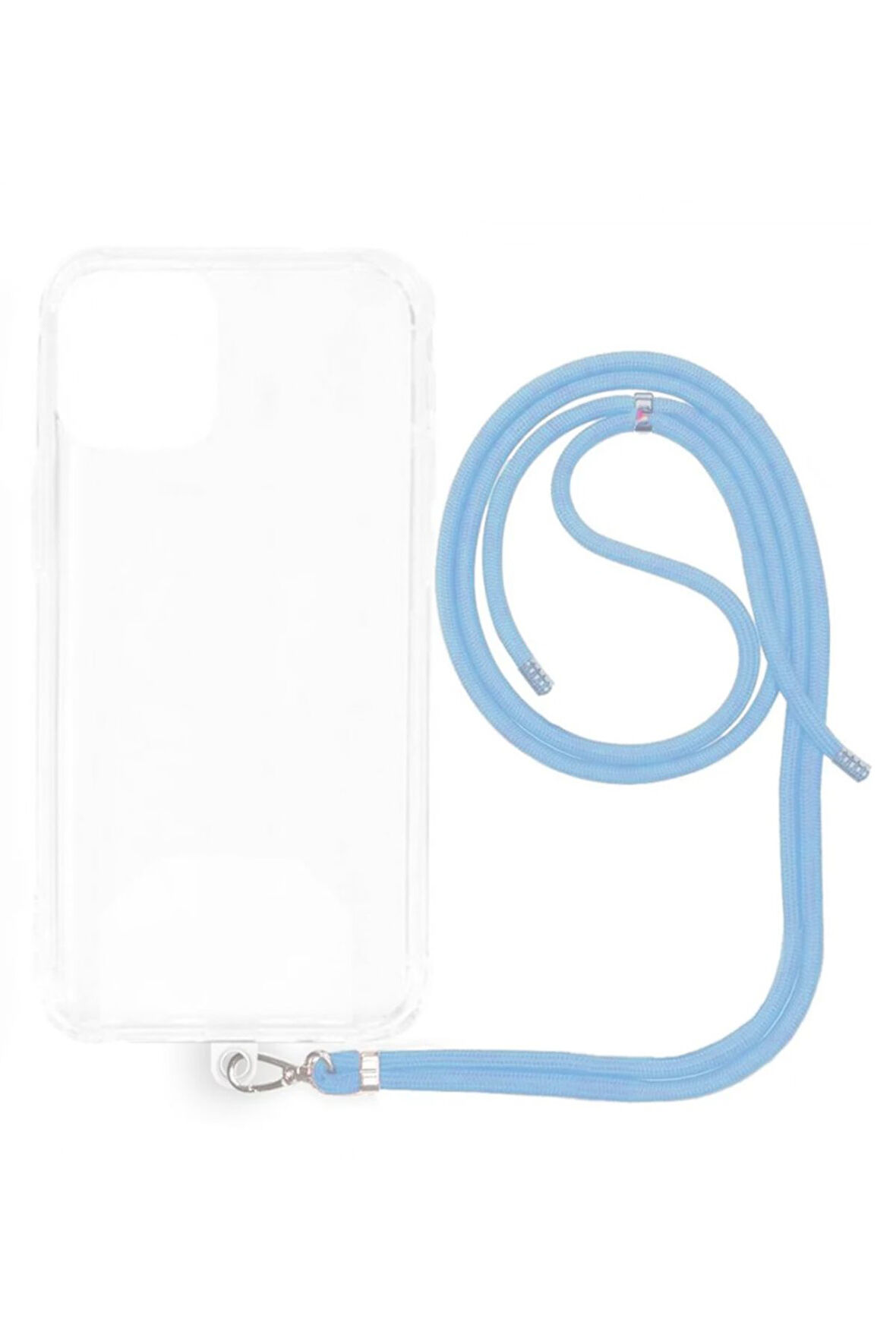iPhone 16 Pro Max İp Askılı Şeffaf Silikon Kılıf Mavi