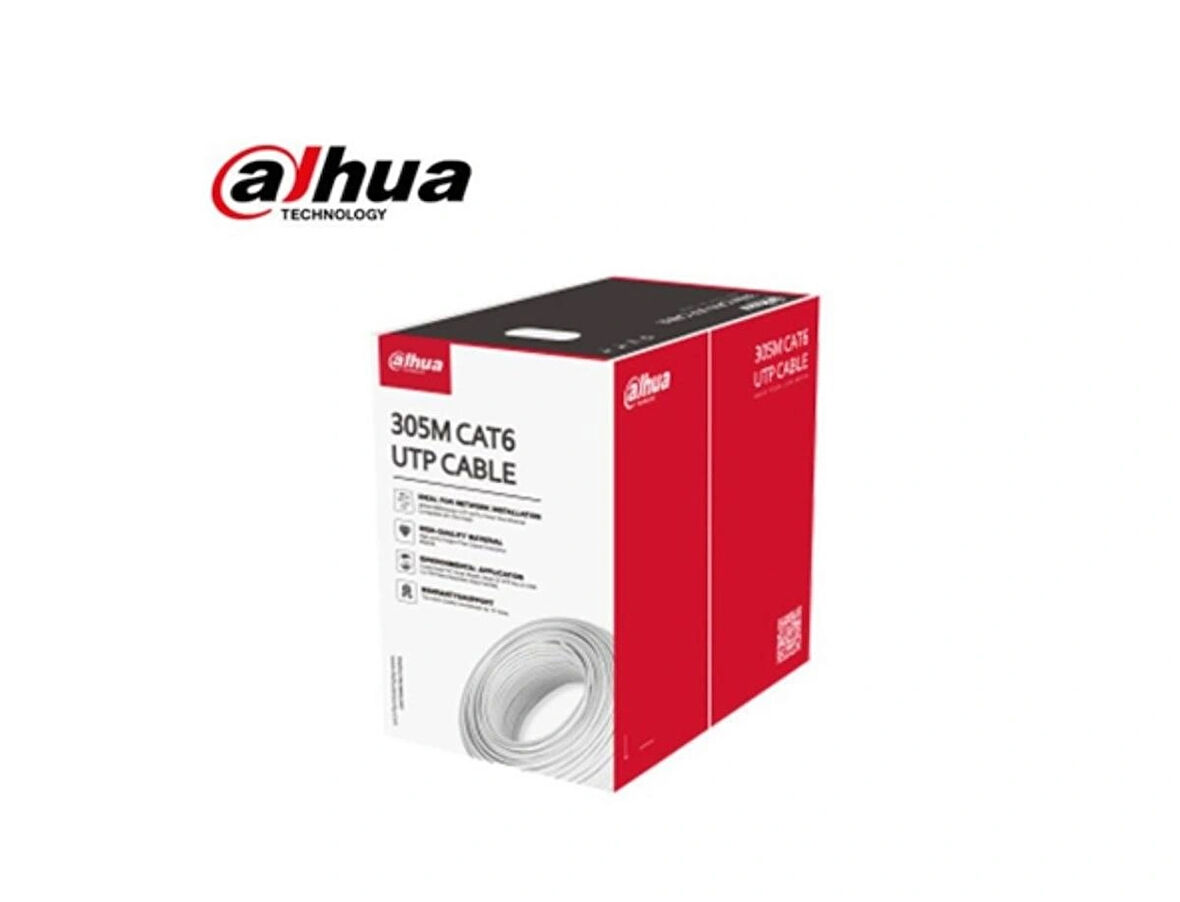 Dahua PFM922I-6UN-C 305m UTP CAT6 23 AWG CCA Polyester PVC Cat6 Kablo Beyaz