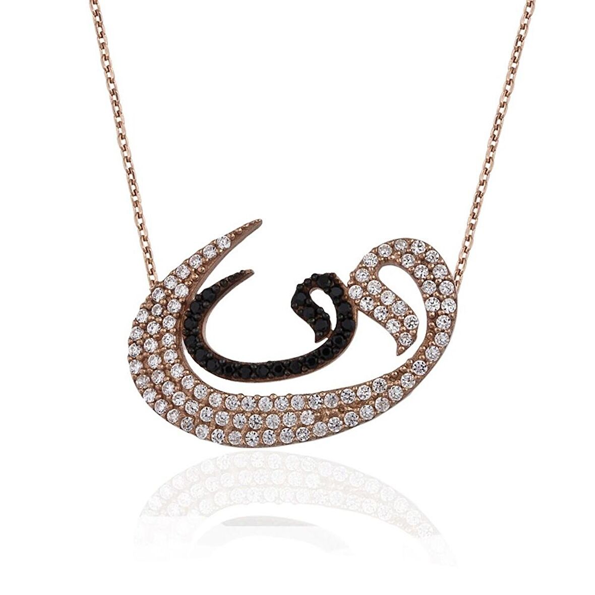 925 Ayar Gümüş Zirkon Taşlı Çift Vav Kolye