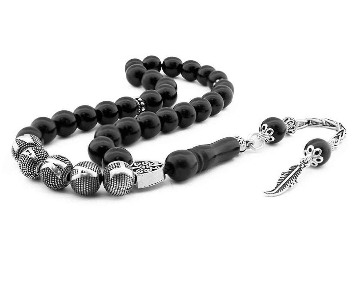 Gümüş Tanelere İsim Yazılı Kişiye Özel Gürcistan Oltu Tesbih