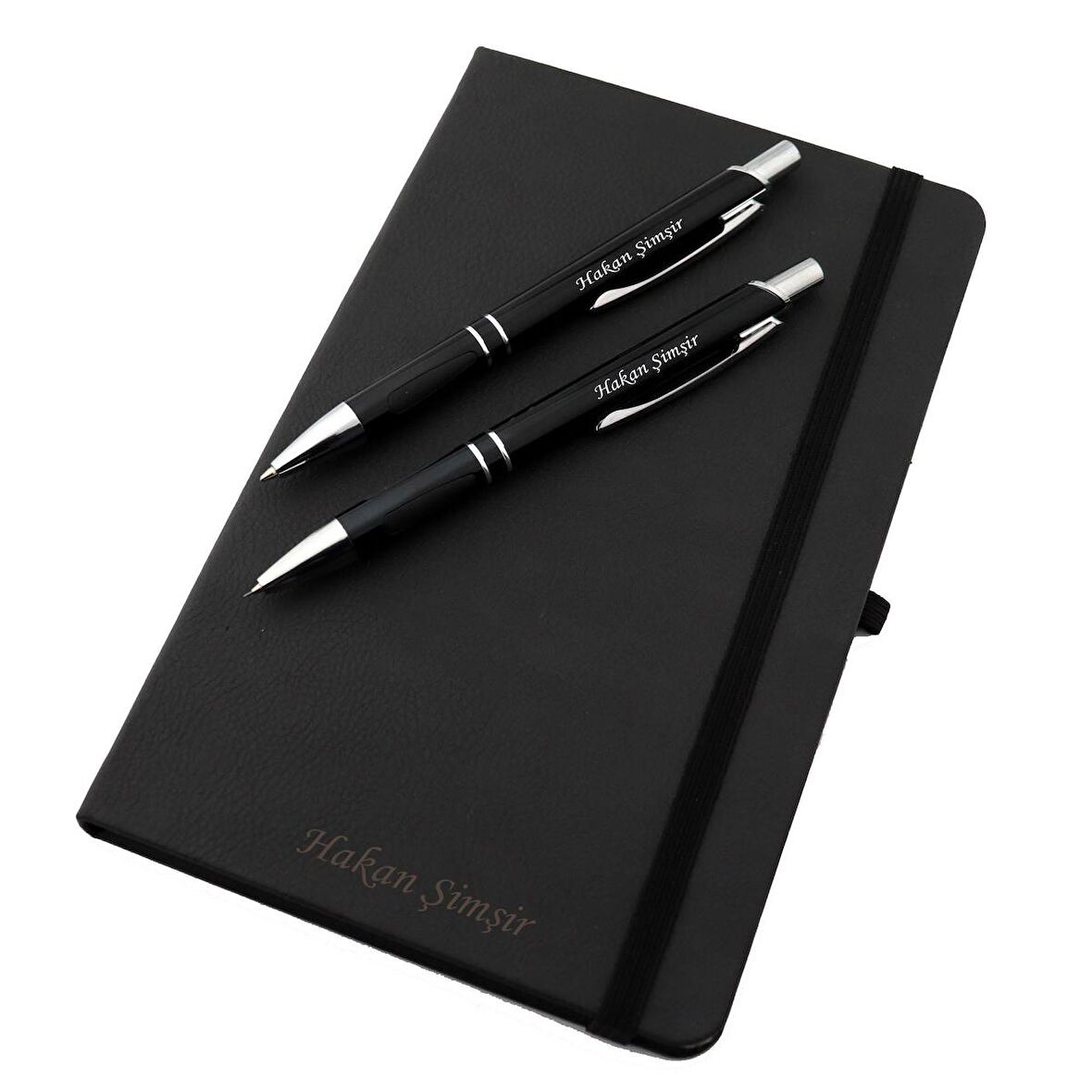 İsme Özel Lastikli Defter 2'li Kalem Seti Yılbaşı Hediyesi