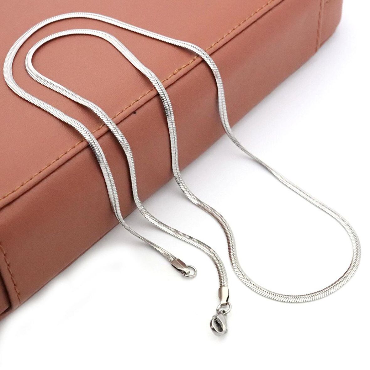 Pigado Paslanmaz Çelik Yılan Derisi Model Kolye Ezme Zincir 3 mm