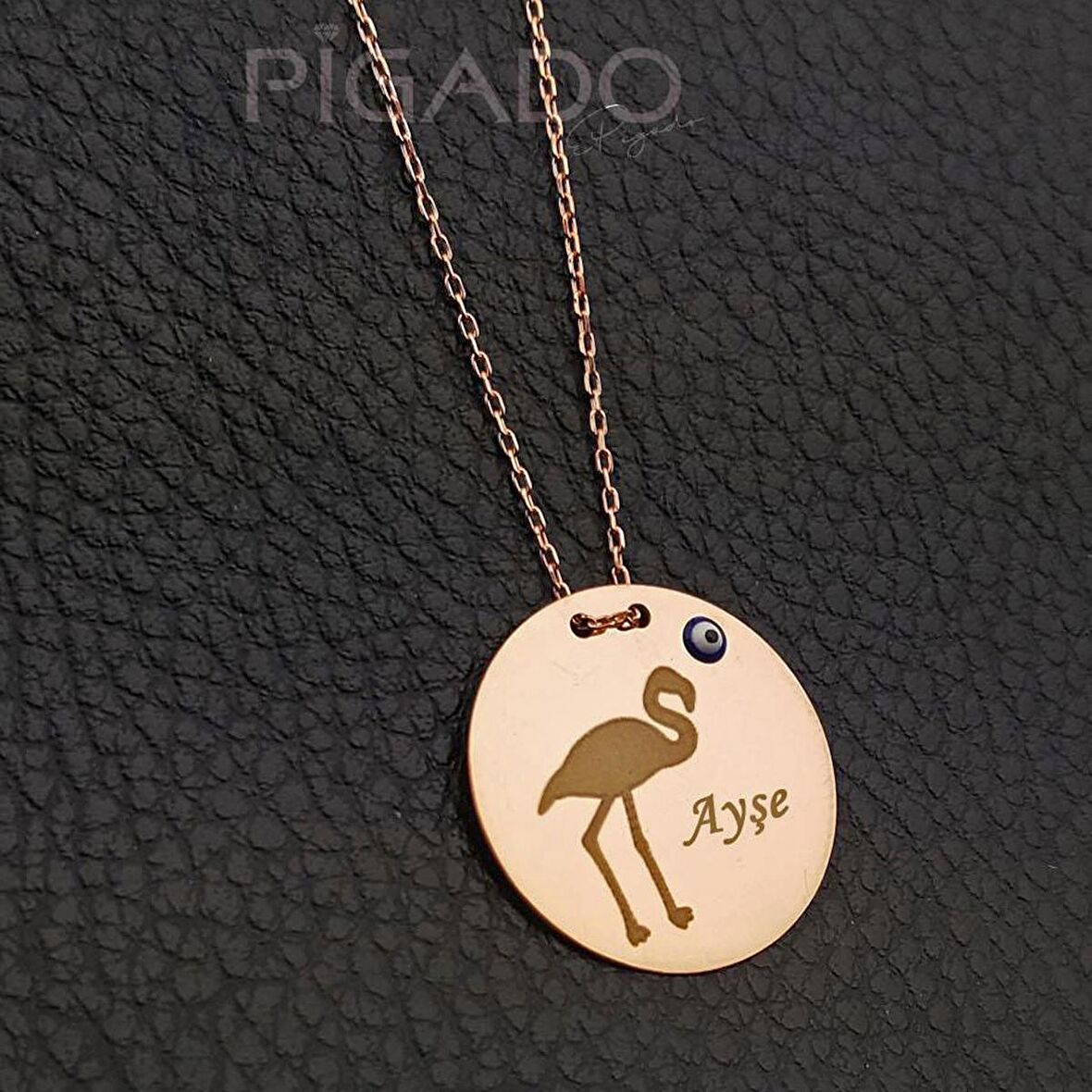 İsme Kişiye Özel 925 Ayar Gümüş Flamingo Baskılı Kolye Rose