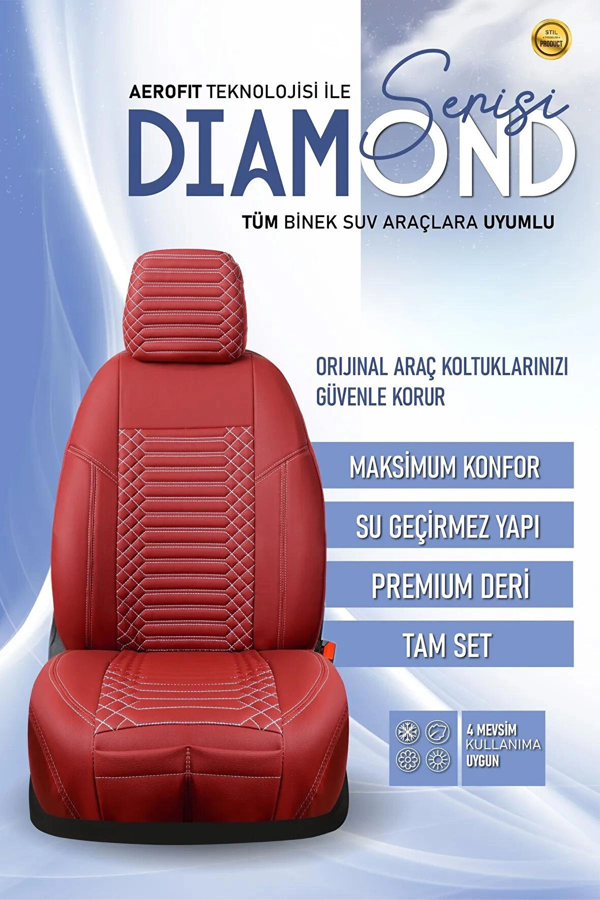 
KİA Ceed YENİ Lüx Deri OTO KOLTUK KILIFI Ön Arka Takım Set EXCLUSİVE BORDO