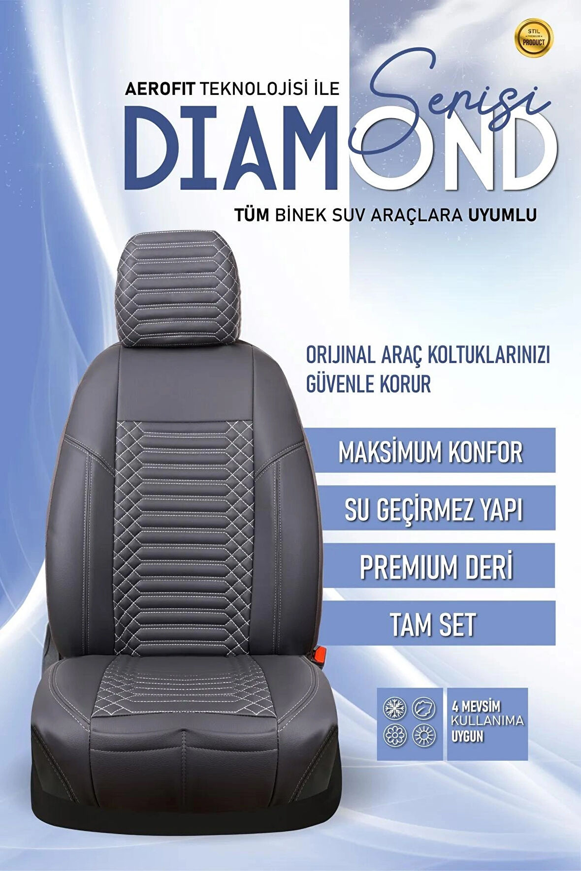 Nissan Rally Road Lüx Deri OTO KOLTUK KILIFI Ön Arka Takım Set EXCLUSİVE FÜME