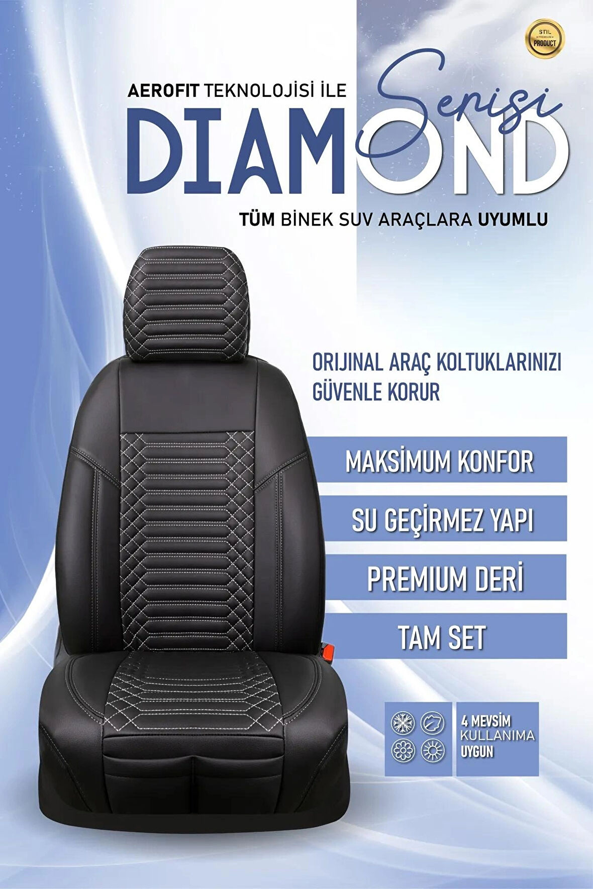Nissan Qashqai Lüx Deri OTO KOLTUK KILIFI Ön Arka Takım Set EXCLUSİVE SİYAH BEYAZ