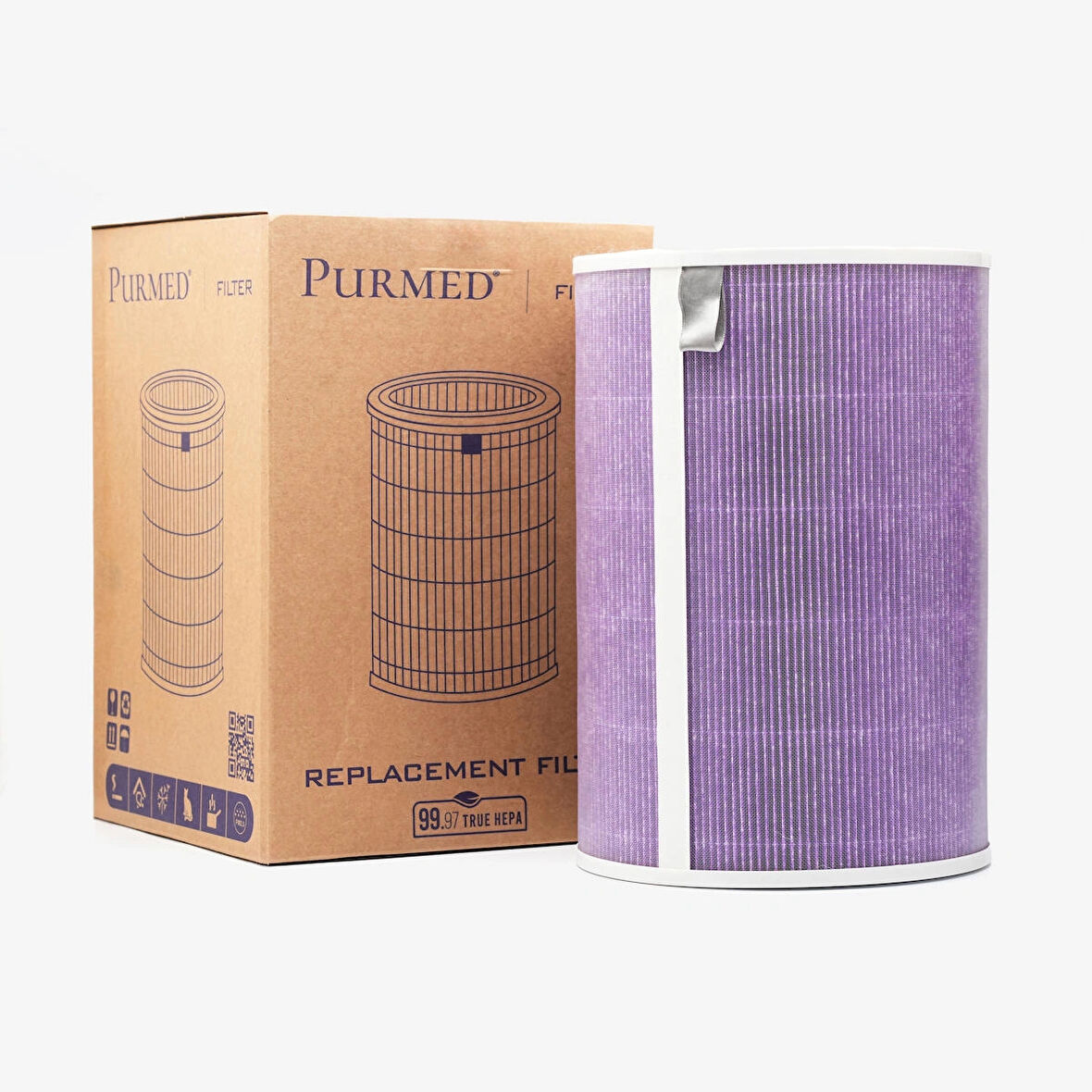 Purmed Xiaomi Mi 1/2/3/ Pro Air Purifier Uyumlu Mor HEPA Filtre