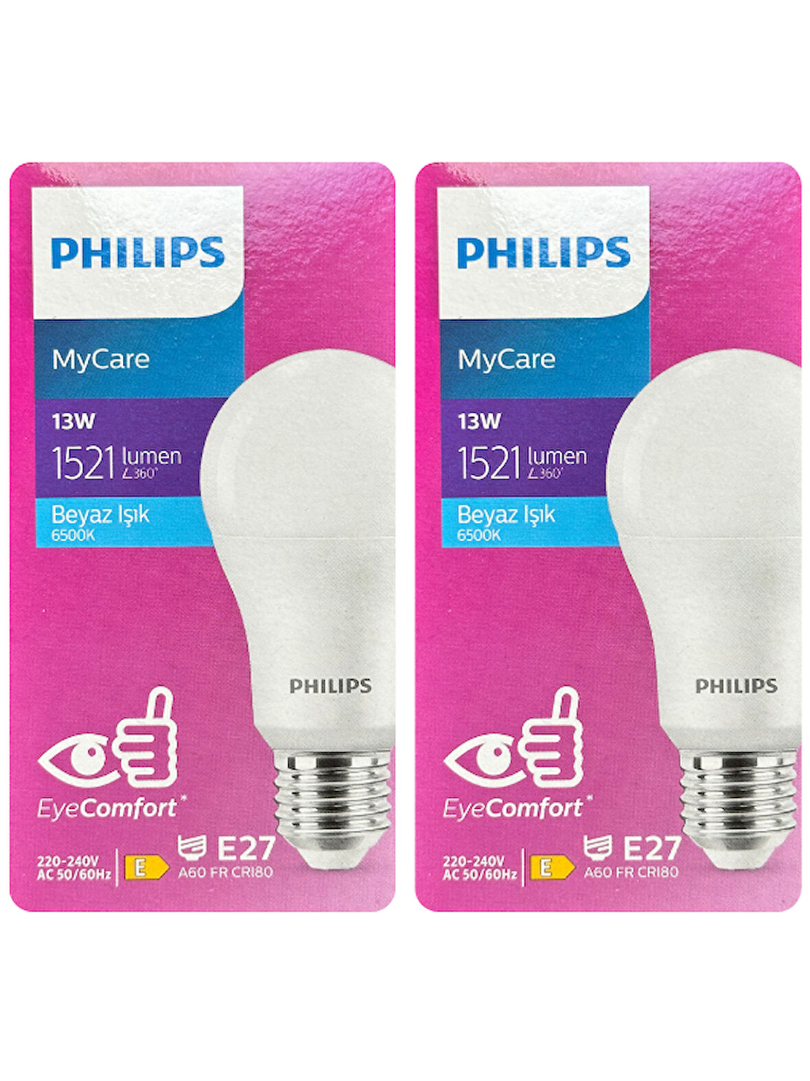 Philips 13W (100W) 6500K (Beyaz Işık) E27 Duylu Led Ampul (2 Adet)