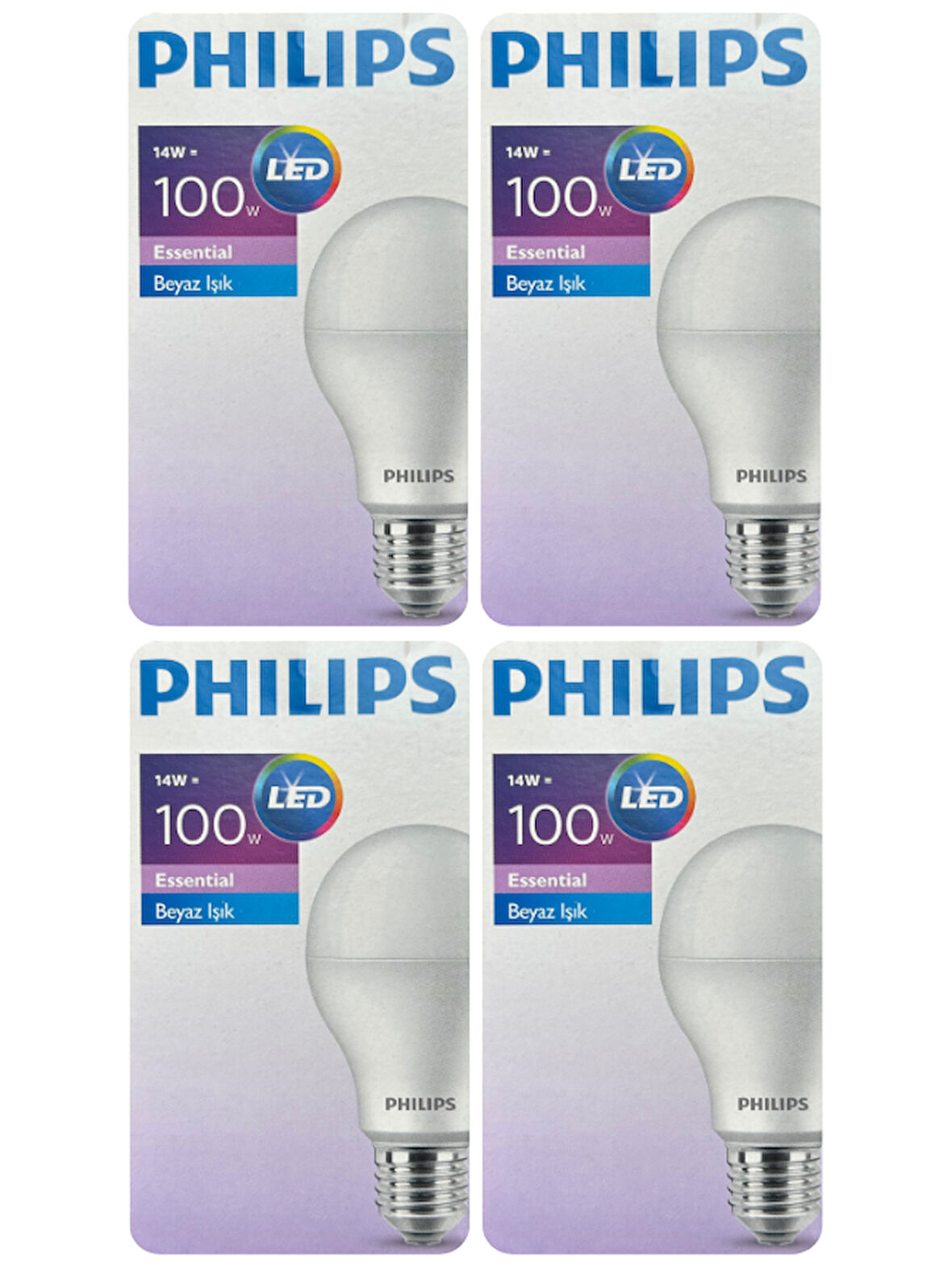 (4 Adet) Philips 14W (100W) Beyaz Işık E27 Duylu (Kalın Duy) Led Ampul