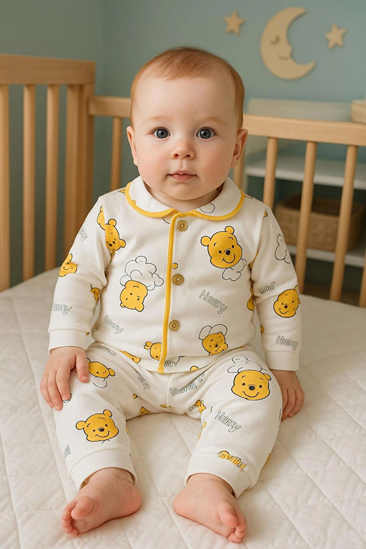 6 ay 2 yaş ARASI  BEBEK PİJAMA TAKIMI DÜĞMELİ YUMUŞAK DOKULU