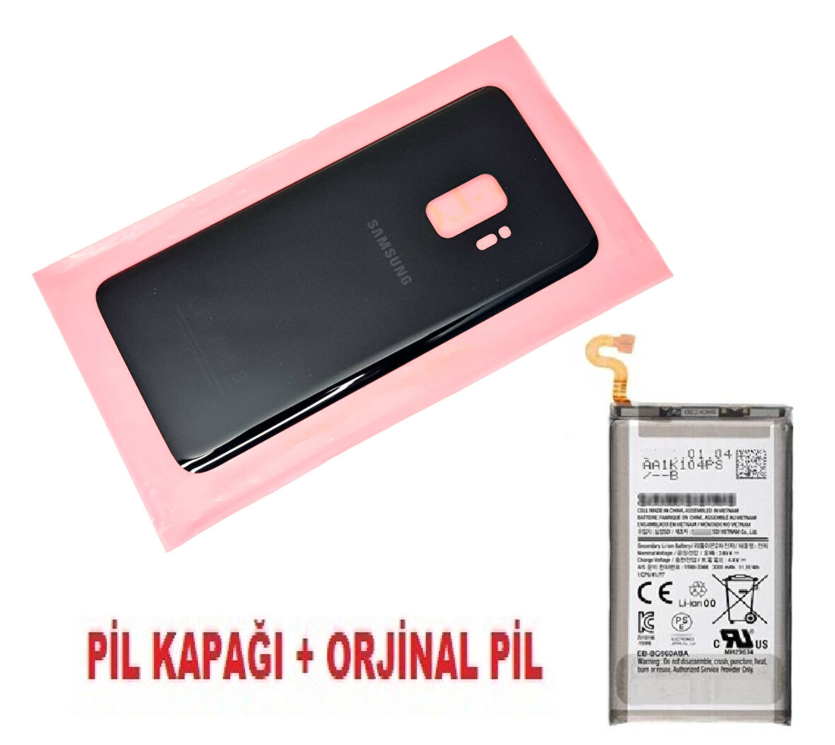 Samsung Galaxy S9 Arka Pil Batarya Kapağı + PİL (CAM) SİYAH