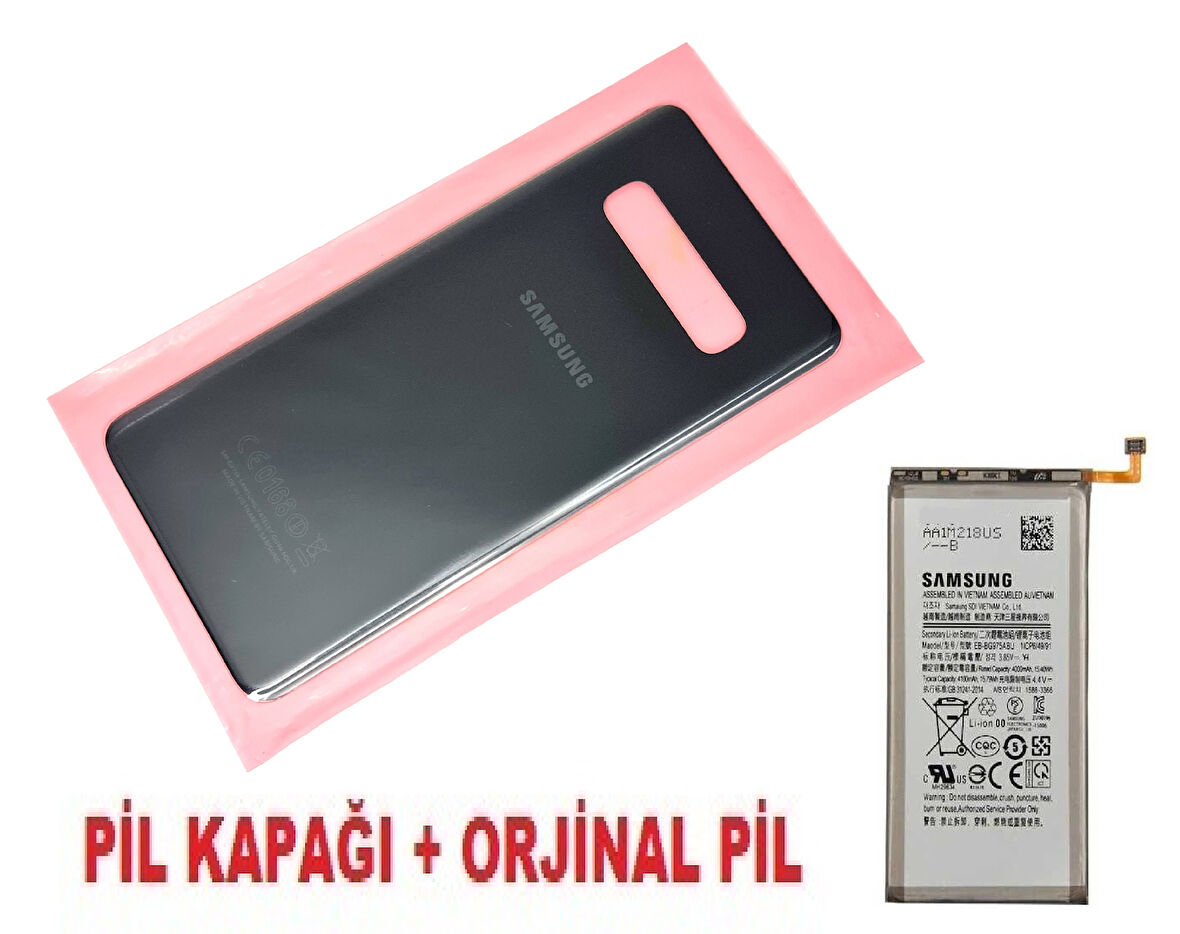 Samsung Galaxy S10 PLUS Arka Pil Batarya Kapağı + PİL (CAM) SİYAH