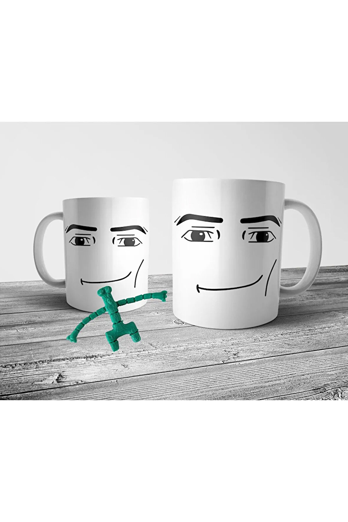 Roblox Man Face Kupa Bardak Model 5 Ve Yeşil Gökkuşağı Arkadaşı Figür Seti