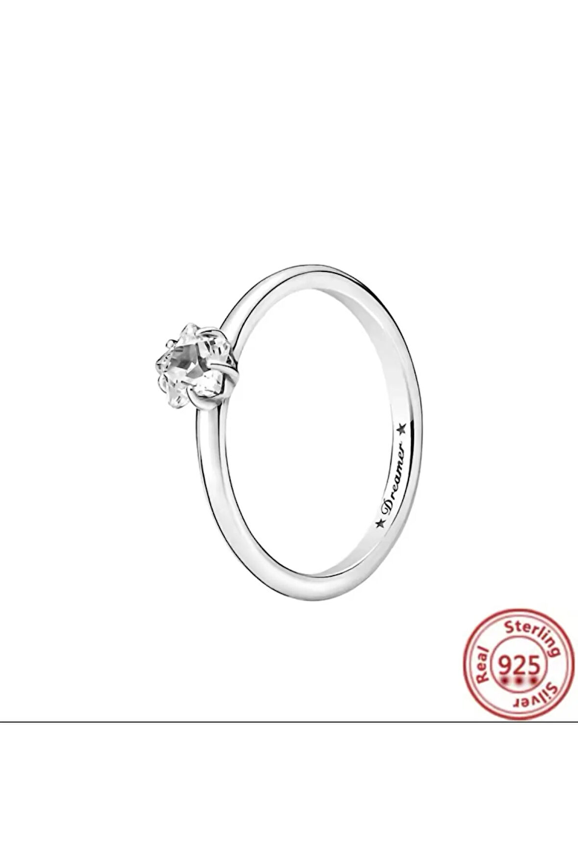 Poseidons Jewellery Gümüş Gökyüzü Işıltılı Yıldız Tektaş Yüzük